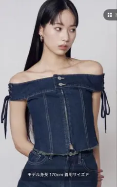 EMODA デニムオフショルダートップ インディゴブルーのサムネイル
