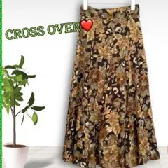 ❤️特価✨美品✨クロスオーバー　レディースフレアAライン花柄スカート　Fサイズ