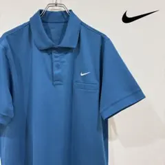 Nike ナイキ　DRIFIT メンズ ポロシャツ 青 刺繍　ラバーロゴ　速乾