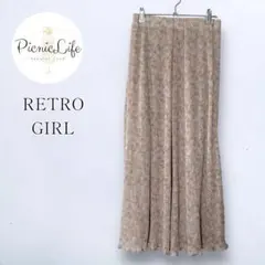 美品❤【レトロガール】細プリーツロングスカート 小花柄 フレア エアリー ゴム