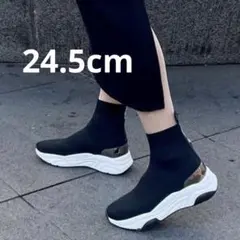 美品　+diana 軽量ニットソックススニーカーブーツ （黒生地）