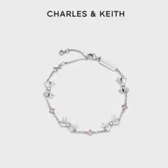 CHARLES & KEITH リボンブレスレット シルバー ピンクストーン - メルカリ