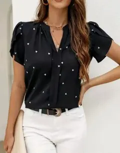 シャツ 半袖 黒 ハート かわいい XL (LL)