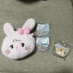mikko ふわふわフェイスポーチ　みてコレ　ぬいぐるみまえがみクリップ　セット