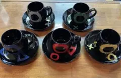 ◯✖︎▲デザインのカップ・ソーサー5セット