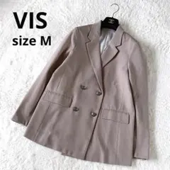 美品✨VIS【美easy】ウーリッシュWブレストテーラードジャケット 洗える Mのサムネイル