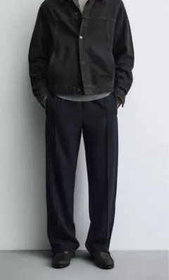 リラックスフィットフルイドジッパーパンツ　ZARA ザラ　メンズカジュアルパンツ