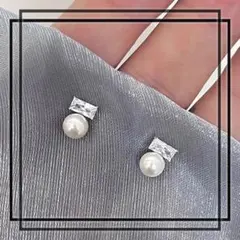 a790J【お洒落⭐️】ピアス　淡水パール　ジルコニア　プラチナコート