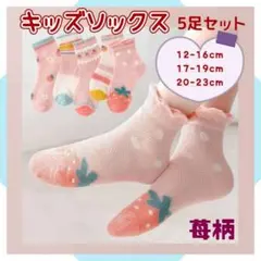 子ども用 靴下 5足セット キッズソックス 通園 通学 女の子 かわいい イチゴ