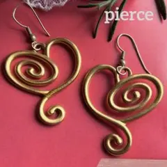美品【美しいマットゴールド＊揺れるハート】ヴィンテージピアス