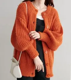 新品★discoatニットカーディガンオレンジ