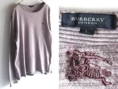 バーバリー ロンドン ロゴ刺繍 コットン ボーダーカットソー 長袖Tシャツ L