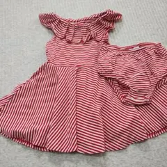 Ralph Lauren 赤と白のストライプ ドレスセット 12M