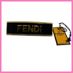 FENDI フェンディ ロゴ バレッタ べっ甲調 黒 ゴールド 未使用