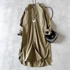 ジムフレックス　コットン100% バンドカラー　シャツワンピース　日本製