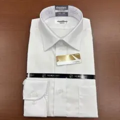 【未着用】メンズM(40-84)ノーアイロン長袖 ホワイト ドレスシャツ