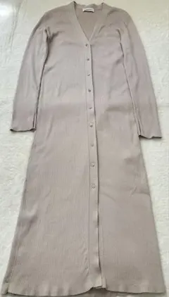 Mila Owenリブニット Vネック ロングカーディガン ワンピース ベージュ