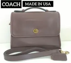 OLD COACH レザー ターンロック ショルダーバッグ ブラウン