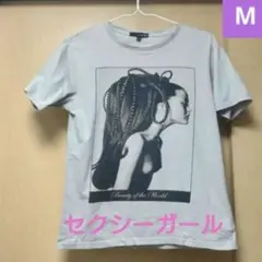 希少 フォトプリントTシャツ ガール アートデザイン M 古着