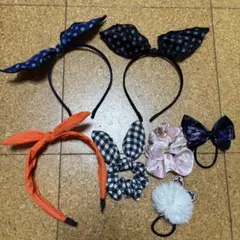 ヘアアクセサリー カチューシャ シュシュ ヘアゴム まとめ売り 7点セット