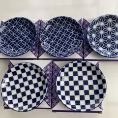 たち吉　小皿5枚　紺色