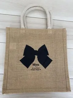 最終値下げ！Myuリボン柄手提げジュートバッグ