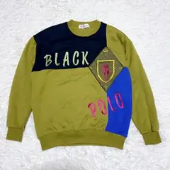 ★ BLACK POLO BARON カラーブロック トレーナー 刺繍 ロゴ