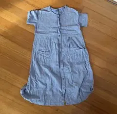 マタニティ ストライプ シャツワンピース M-L