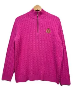 LAUREN RALPH LAUREN ハーフジップ コットンニット L ピンク
