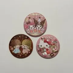サンリオキャラクターズ 刺繍缶バッジ 3個セット