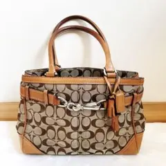 COACH コーチ ハンプトンズ シグネチャー ミディアム ハンドバッグ