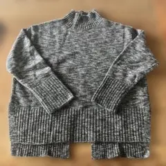 【ユナイテッドアローズ　グリーンレーベル】長袖ニット モックネック グレー系