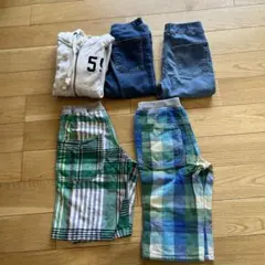 キッズ服セット（パーカー・デニム・チェックパンツ）
