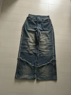 古着　ワイドパンツ　フリンジ