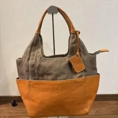 極美品 fes フェス キャンバス×本革 レザー トートバッグ 大容量 キャメルのサムネイル