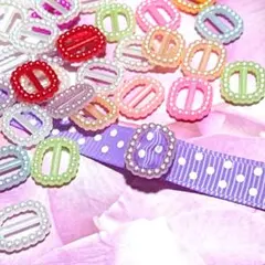 リボンセンターパーツ・パールバックル（ミックス）50個