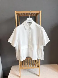 名品】CABaN タイプライターダブルクロス アシンメトリックフリル