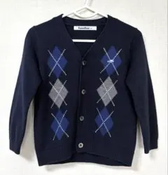 【未使用に近い】ファミリア カーディガン 90 長袖アーガイル ネイビー 男の子