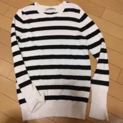 ZARA　ボーダー長袖ニット　モノクロ黒白