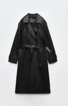 ブラック トレンチコート 合成皮革