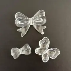 ビーズ パーツ 透明 リボン 蝶