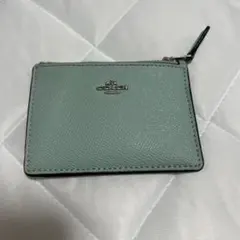 COACH コーチ カードケース パスケース キーリング付き 水色