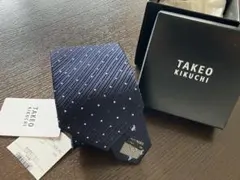 TAKEO KIKUCHI ネクタイ シルク100% ネイビー 猫柄 日本製のサムネイル