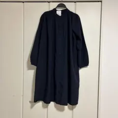 ネイビー 長袖 シャツワンピース