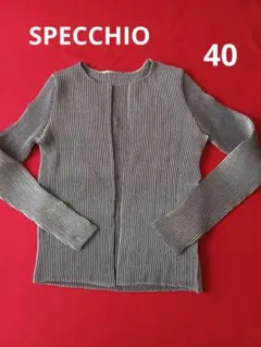 SPECCHIO　 リブ編み長袖トップス サイズ40 グレー　カーディガン