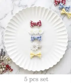 【ミックス⋈ギンガムチェック】キッズ＆ベビー　ヘアクリップ　ヘアアクセ