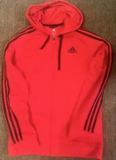 adidas ジップアップパーカー　赤黒　 日本Mサイズ