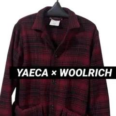 YAECA × WOOLRICH ウール チェック コート レッド 1 日本製のサムネイル