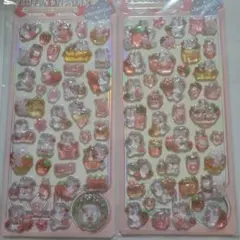 3D　ぷっくり　ぷくぷく　硬い　 シール　ステッカー　うさぎ　いちご