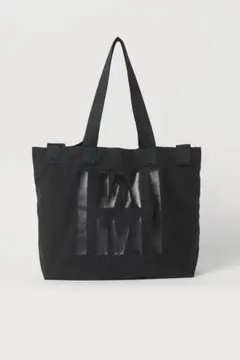 H&M MMプリント ラージキャンバスショッパーバッグ ブラック美品マルジェラ風のサムネイル